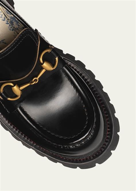 gucci harald leather lug-sole loafers